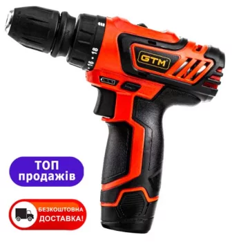 Шуруповерт акумуляторний GTM DS12/30, 12В, 2 АКБ по 1,5А*год, ЗП