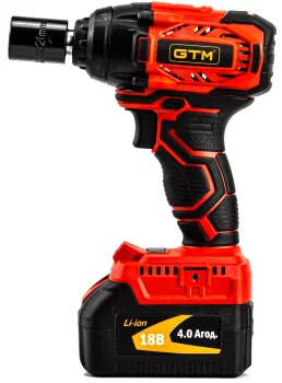 Гайковерт акумуляторний GTM IWC18/320BL, ударний, 1/2", 2 АКБ по 4А*год, ЗП