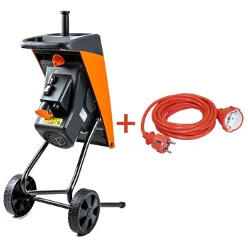 Подрібнювач садовий DS2500/40 KIT, гілки до 40мм + подовжувач 10м 3*1,5 помаранчевий