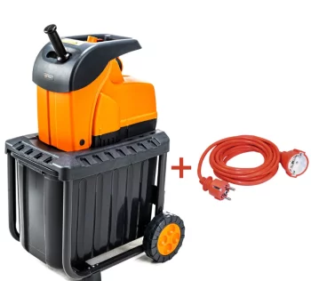 Садовий подрібнювач гілок GTM DS2800/45, діаметр гілок до 45мм, контейнер 60л + подовжувач 10м 3*1,5 помаранч.