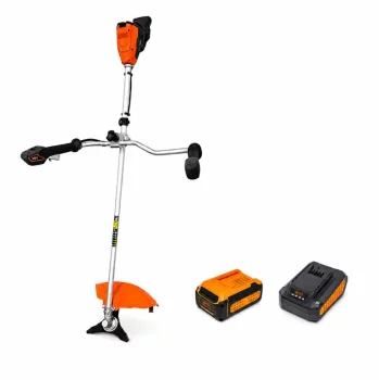 Коса аккумуляторная GTM BC56/1200BL KIT, 56В, ширина кошения 25/42см, чем + косильная головка, акум. 4А*ч + ЗП, U-образная ручка
