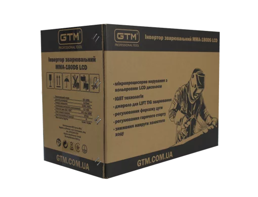 Інвертор зварювальний GTM MMA-180DS LCD, 180А, 1,6-4,0мм, 220В дисплей