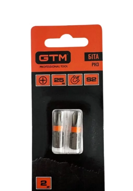 Біти GTM PH3, 25 мм, зі сталі S2, 2 шт
