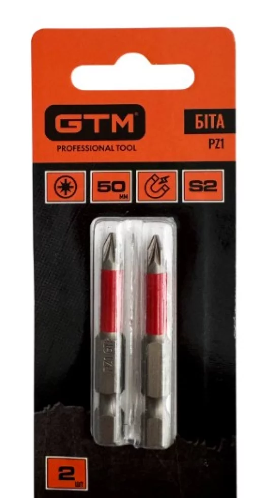 Биты GTM PZ1, 50 мм, из стали S2, 2 шт.