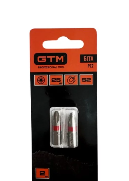 Биты GTM PZ2, 25 мм, из стали S2, 2 шт