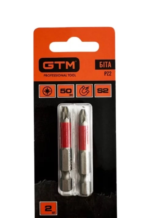 Биты GTM PZ2, 50 мм, из стали S2, 2 шт