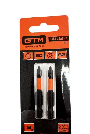 Бита ударная GTM PH1, 50 мм, из стали S2, 2 шт