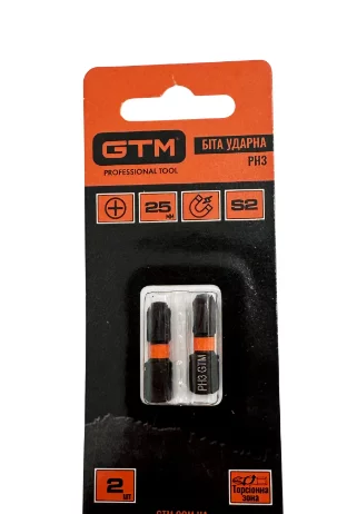 Біти ударні GTM Impact PH3, 25мм зі сталі S2, 2 од.&nbsp;