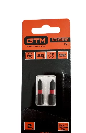 Биты ударные GTM Impact PZ1, 25мм из стали S2,&nbsp;2шт