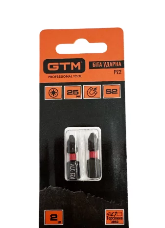 Бита ударная GTM PZ2, 25 мм, из стали S2, 2 шт.