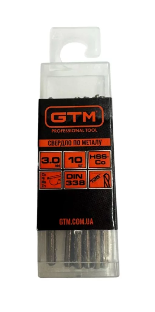 Свердло 3,0 мм GTM HSS-Co5 10шт