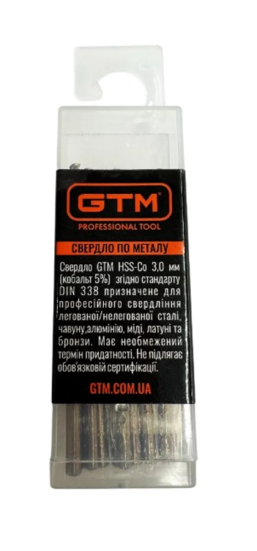 Свердло 3,0 мм GTM HSS-Co5 10шт