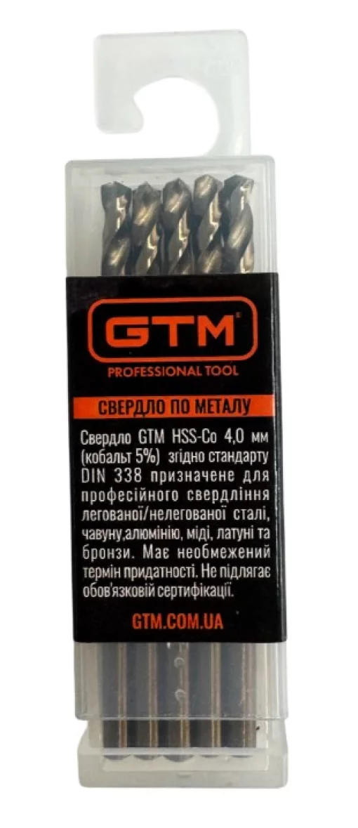Свердло 4,0 мм GTM HSS-Co5 10шт