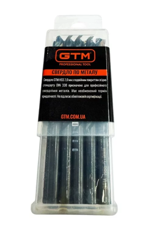 Сверло 7,0 мм GTM HSS-TiN 10шт с двойным покрытием