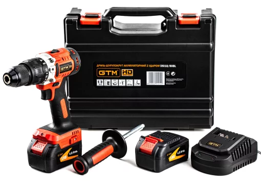 Акумуляторний шуруповерт ударний GTM DSI18/80BL, 2 АКБ по 4А*год, ЗП