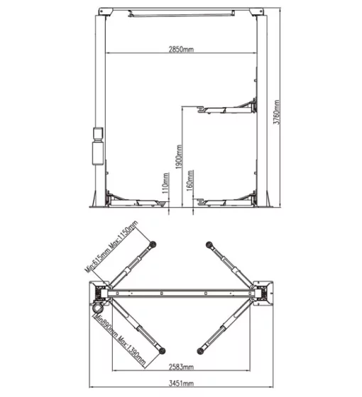 Підйомник автомобільний GTM 4т/380В/верхня синхронізація/мех.замки
